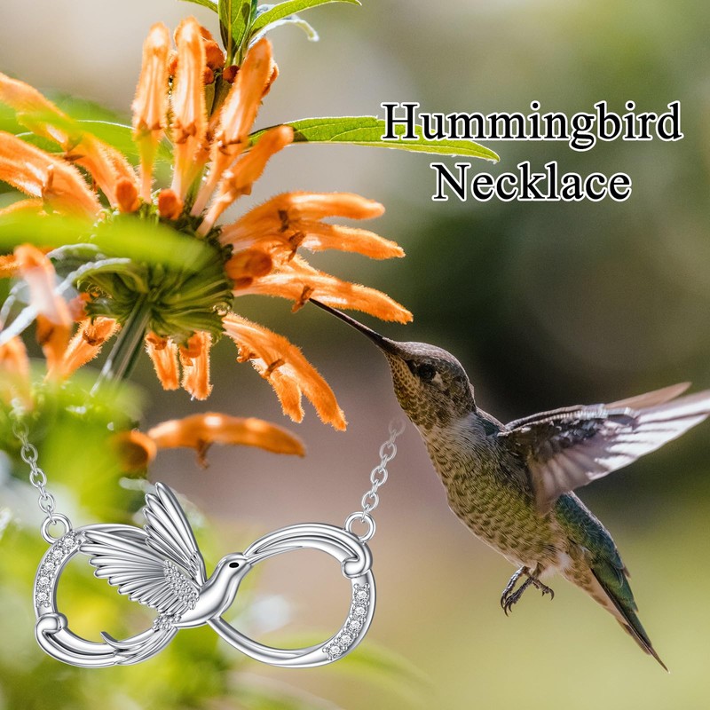 LWXIE Hummingbird Infinity Love Necklace 925 Sterling Silver Lab Grown