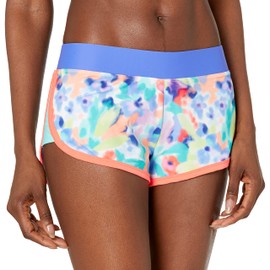 Body Glove Women's Standard Pulse Elastic Waist Hybrid Pull On Swim Short with UPF 50, Available in Sizes XS, S, M, L, XL, Posy Watercolor