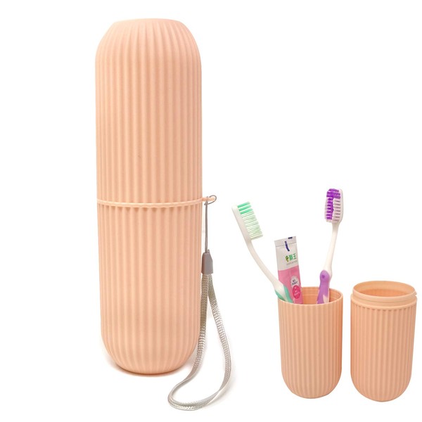Honbay Portable Plastic Toothbrush Toothpaste Cup Case Box Holder Container for Travel (Pink)