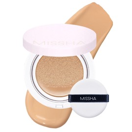 MISSHA Magic Cushion Foundation No.25 Warm beige for Light/Medium with Neutral Skin Tone, Flawless Coverage, Dewy Finish, Easy Application for All Skin Types