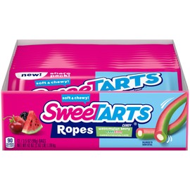 SweeTARTS Ropes, Candy, Watermelon Berry Collision, Soft and Chewy, Back to School Sweet Treat, 3.5 oz, 12 ct