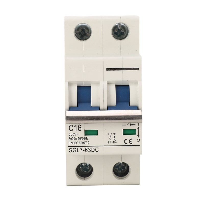 DC Circuit Breaker 2P 16A Overload Protection DIN Rail Mount