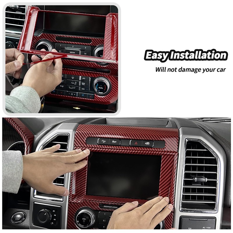 JeCar 16pcs Full Set Red Carbon Fiber Interior Trim Kit