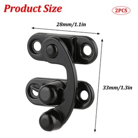 Pack of 2 Antique Vintage Quick Lock Locking Hooks Small with Screws Right Latch Hooks Hasp Latch for Small Wooden Box, Jewellery Box, Wine Box, Black