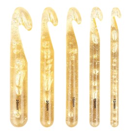 5 Pcs Large Size Crochet Hook Jumbo Crochet Hook Crystal Clear Huge Chunky Yarn Crochet Hooks for Crocheting Craft Beginners Blanket Shawl