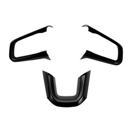 REPAIROCK 1 Set Steering Wheel Cover Trims for Jeep Wrangler JL JLU 18-24 for Jeep Gladiator JT 2 Door 4 Door Steering Wheel Panel Decor Sticker ABS Black
