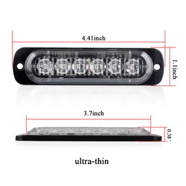 KaiDengZhe4Pcs 6LED Blue Ultra Slim Sync Feature Warning Emergency Beacon Hazard Flash Caution Strobe Light Bar Surface Mount for Car Truck 12-24V
