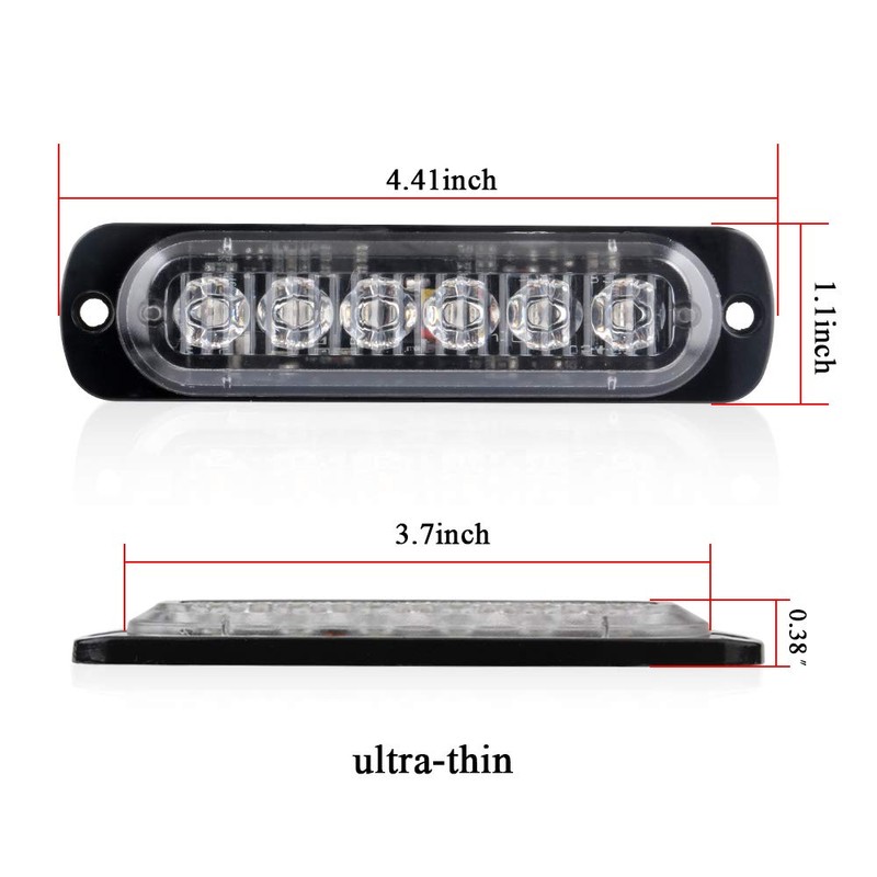 KaiDengZhe4Pcs 6LED Blue Ultra Slim Sync Feature Warning Emergency Beacon