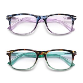 Loycco 2 Pack Sunglasses Readers Computer Reading Glasses Blue Light Blocking Anti Eyestrain Flexible for Women men