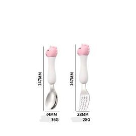 Cute Dinosaur Kids Cutlery Travel Set – Portable Cutlery for Toddlers & Children with Case (Pink, Spoon+Fork)