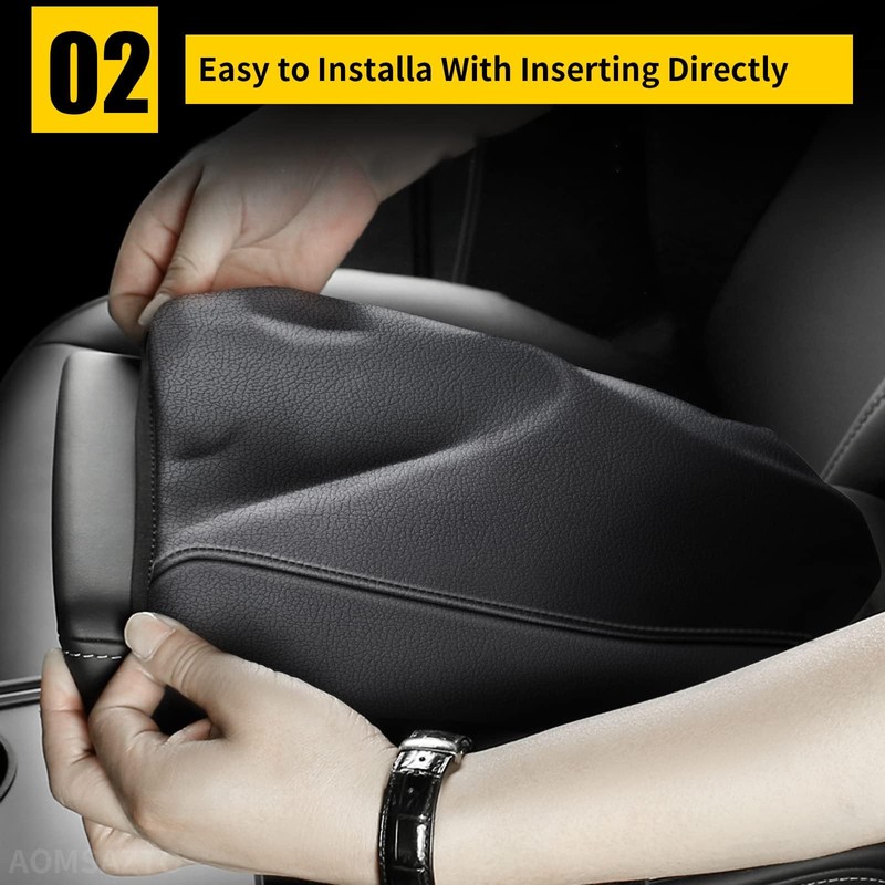 AOMSAZTO Black Leather Console Armrest Cushion for Sonata 2011-2014 Hyundai