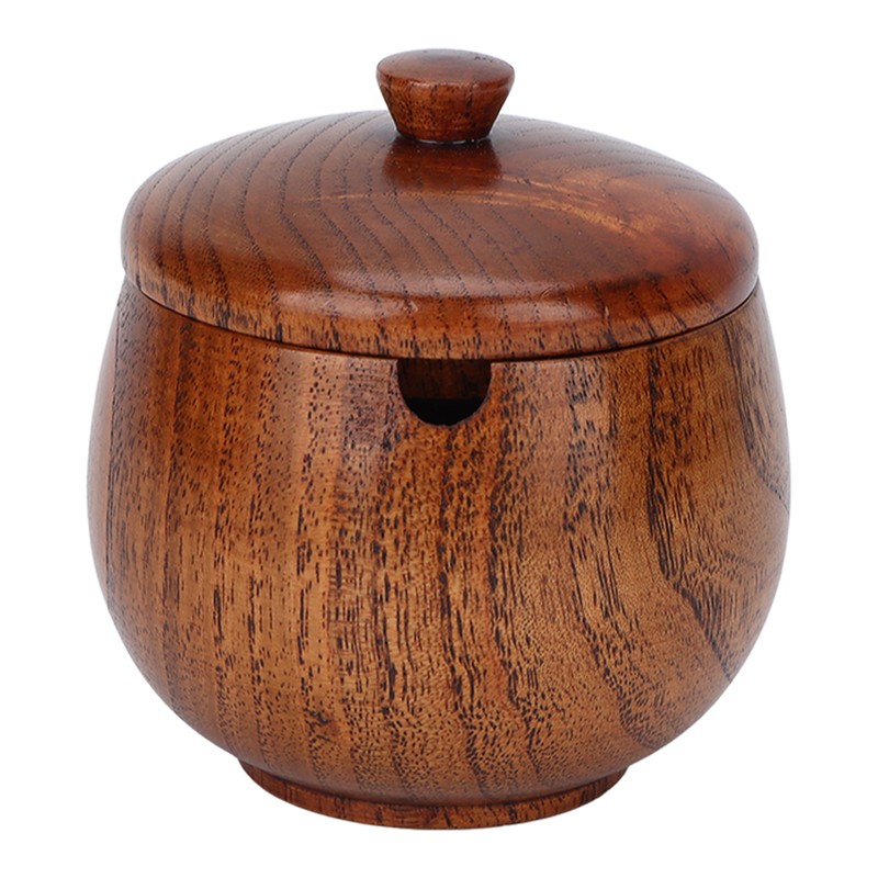 Sour Jujube Wood Condiment Jar Japanese Safe Dustproof Classic Flip