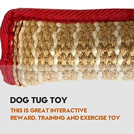 JINJULI Dog Training Bite Pillow Jute Bite Toy Dog Tug Toy Durable Dog Bite Sleeve Stick Training Equipment for K9 Puppy to Large Dogs Interactive Play (12" x 3.2") (Crimson/Black Rope)