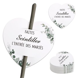 BOFUNX 100pcs Wunderkerzen Etiketten Hochzeit Wunderkerzen Karten Halter Hochzeit Gastgeschenke Hochzeit Party Deko - Faites Scintiller L‘entrée Des Mariés