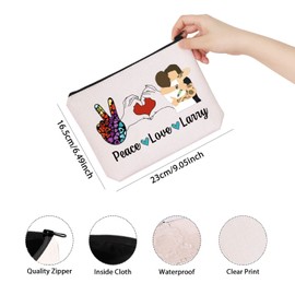 TSOTMO Music Enthusiast Gift Peace Love Larry Quote Gift For Women Zipper Pouch Makeup Bag (Peace Love Larry)