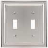 Amerelle Continental Double Toggle Cast Metal Wallplate in Satin Nickel