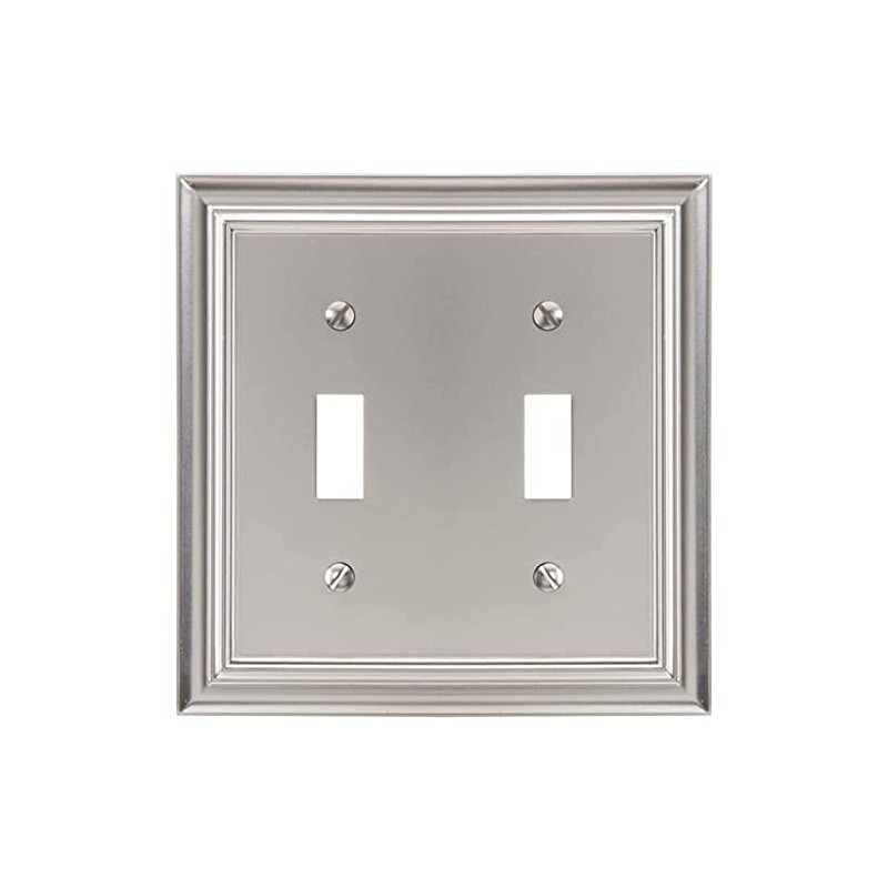Amerelle Continental Double Toggle Cast Metal Wallplate in Satin Nickel
