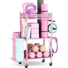 Yoga Mat Storage Rack, Home Gym Storage Rack, VOPEAK Workout Storage for Yoga Mat, Foam Roller, Equipment Gym Storage for Home Exercise and Fitness Gear