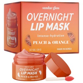 Sundae Glow Peach & Orange Lip Mask - Dermatologist Tested, Anti-Aging, Korean Skin Care, Deep Hydration, Overnight Lip Repair - Vegan, Clean Beauty, 95% Natural, Cruelty-Free - 1 Pack