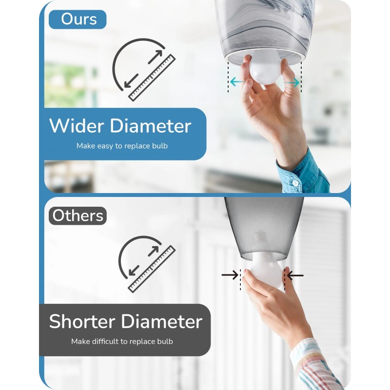 DEWENWILS EDISHINE Pendant Light Fixture, Hardwired Ceiling Light, Grey Marble