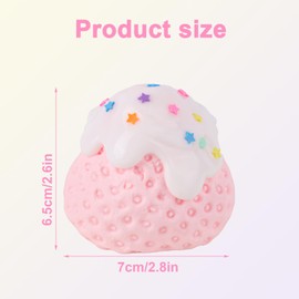 Strawberry Squeeze Toy, 7 cm Large Squishy Food, Cute Soft Squeeze Strawberry, Fidget Fun and Sensory Game, Kawaii Fruit, Anxiety, Novelty Toy for Children and Adults (Pink)