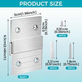 Leefasy 8 Pairs French Cleat Picture Hanger Z Clips for Hanging for Whiteboard