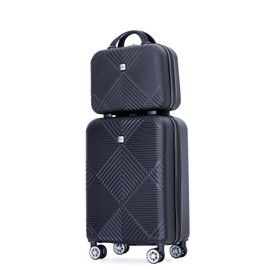 Tripcomp 2 Piece Carry on Luggage Set, Airline Approved 20 Inch Luggage with Cosmetic Case HardShell Suitcase with Spinner Wheels, Lightweight Durable Hardside Suitcases Set, Dark Black