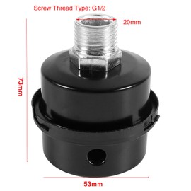 Oilless Air Filter, Silencer Filter Silencer Compressor Intake Air Filter Replacement Black Metal Air Compressor for Oil-Free Compressors Air Filter Accessories Tool Thread Connection