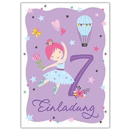 Junapack 7th Birthday Party Invitations for Girls Ballerina Pack of 12