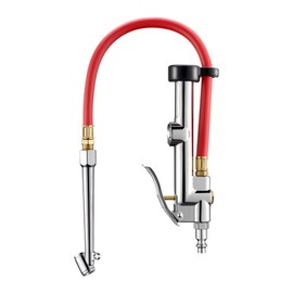 AstroAI inflador de neumáticos con medidor de presión, 120 PSI compresor de Aire Chuck Accesorios Dual Head Grado Comercial de RV Resistente con Manguera de Goma