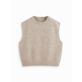 CIDER Women's Knit Sweater Vest Loose Fit Sleeveless Round Neck Oversized Pullover Sweater: Khaki, M