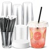 Ziliny 50 Sets Clear Plastic Cups with Lids, Straws, and