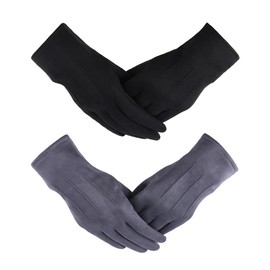 KOFOJN Women's Gloves Winter Touch Screen Texting Comfortable and Warm Double-Sided Velvet Lining Thickened Warm 2 Pairs
