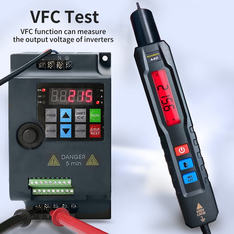 MAXRIENY Voltage Tester 3-Results Display Infrared Thermometer with VFC Multimeter