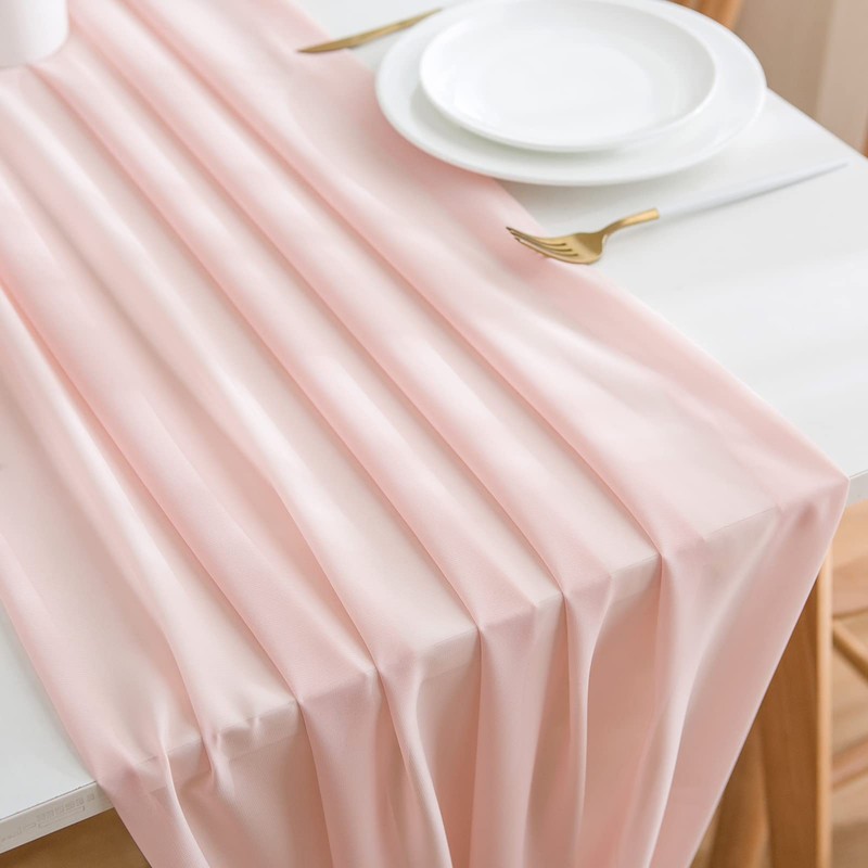 CHUQING Table Runner Pink 70 cm x 3 m Chiffon