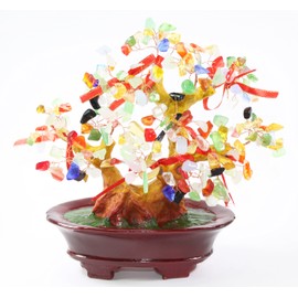 Feng Shui Colorful Gem Stones Money Fortune Tree Bonsai Home Decor Wealth Blessing Gift (Colorful Stone TRE003)