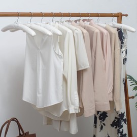 Sukkiri Homu Anti Slip Satin Padded Clothes Hangers for Women Foam Sweater Hangers - Fancy Thick Padded Coat Hanger No Bump Canvas Cover for Adult, Bridesmaid, Wedding Gown Closet White