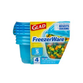Glad GladWare Freezerware Food Storage Containers - Small Rectangle - Meal Container Holds up to 24 Ounces of Food - Lock Tight Seal, 4 Count - 6 Pack
