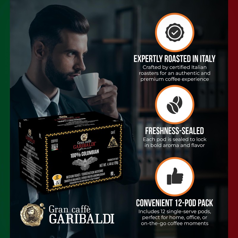 Caffè Garibaldi Coffee Pods, Single Serve Capsules for Keurig K-Cup