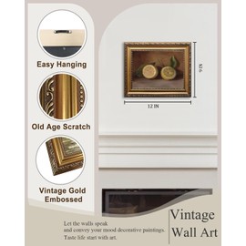 JOFANG Vintage Framed Wall Art,Lemon Canvas Wall Art for Living Room,Bedroom,kitchen Wall Decor Canvas Prints,9x12inch