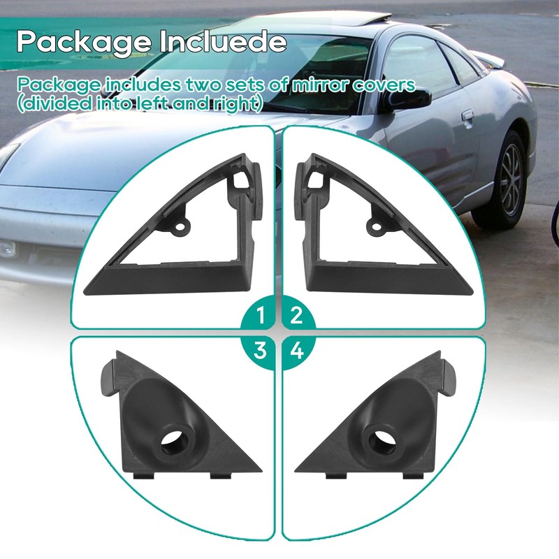 WIKIBB Bezel Mirror Cover Compatible with 1995-1999 Mitsubishi Eclipse Side