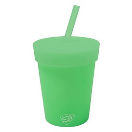 Silipint: 8oz Silicone Straw Tumbler – Leak Resistant, Unbreakable, Microwave Safe, BPA Free, Non-Toxic, Dishwasher Safe – Glow-in-the-Dark Green