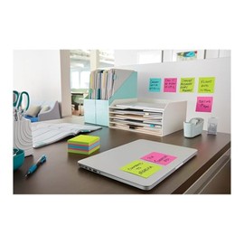 Post-it Super Sticky Notes, 3" x 3", 1 cubo, 2x el poder de pegar, colores brillantes, reciclables (2027-SSGFA)