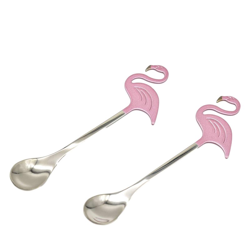 Maydahui 2PCS Flamingo Spoons 5.1 inch（13cm） Animal Spoon18/8（304）Stainless Steel Dessert