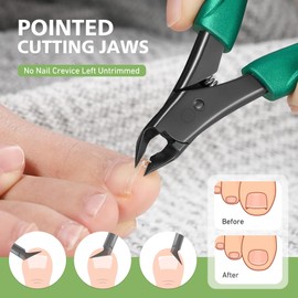 BALUCA Straight Edge Toenail Clippers for Thick Nails & Ingrown Toenails – Heavy Duty Straight Blade Toe Nail Clipper with Long Handle, Toe Nail Cutters for Adults, Seniors, Men and Women -Green