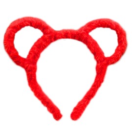 Oilmal Hair Hoop, Women Winter Thick Plush Headband Round Mouse Bear Ears Makeup Hair Hoop Bandana Red