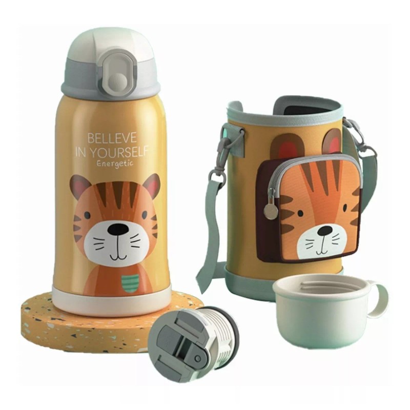 Termo Infantil Con Funda Portátil Vaso Térmico Niños 550ml
