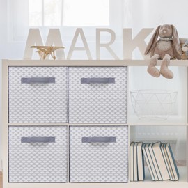 STORAGEIDEAS 11x11 Storage Bins, Set of 4 Storage Cubes, Collapsible Cube Storage Bins, Fabric Closet Organizers with Handles for Home, Office, Closet Shelf Cabinet, Bookcase, Crescent