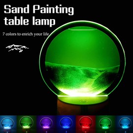 hopanrel 3D Moving Sand Art Picture Lamp Liquid Motion Deep Sea Sandscape,RGB Color Changing QuicksandTable Lamp,360° Rotating Hourglass Night Light(Grey-Touch)