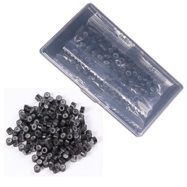 Micro Ring Beads for Hair Extensions,200PCs 5mm Black Invisible Links, Salon-Grade Durable Micro Links for Keratin & Clip-In Extensions